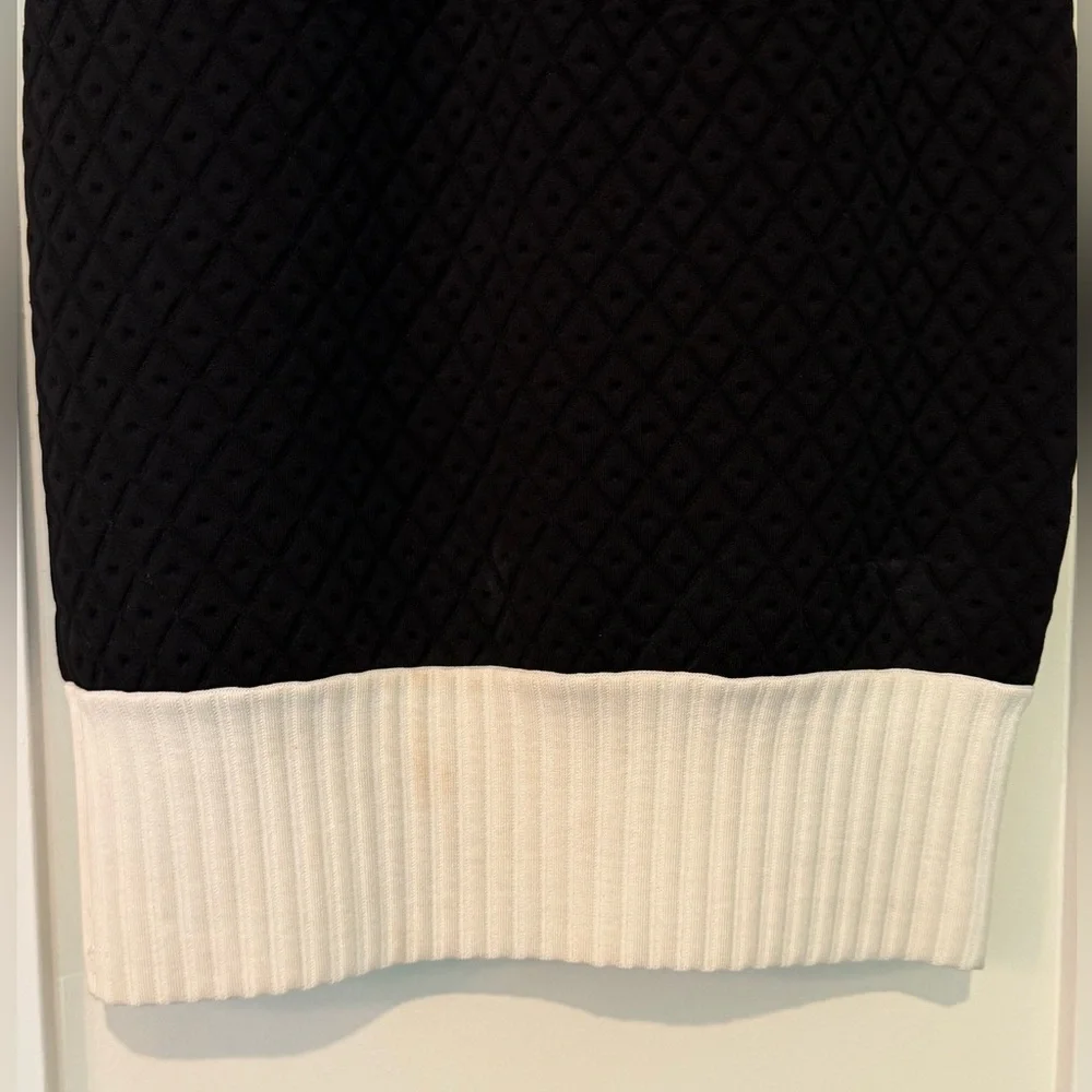CHANEL Stretch Quilted Mini Black Dress White Bottom Sz 42 LBD‎